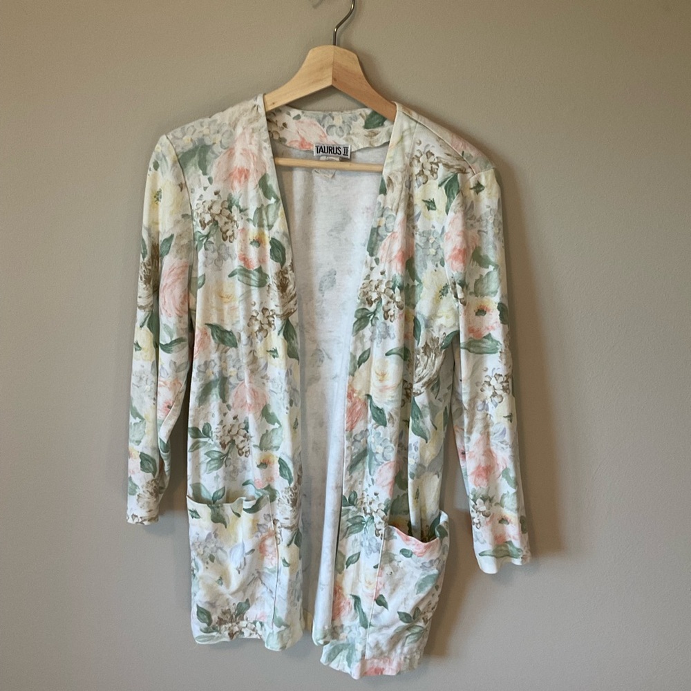 Vintage Cotton Blend Floral Cardigan